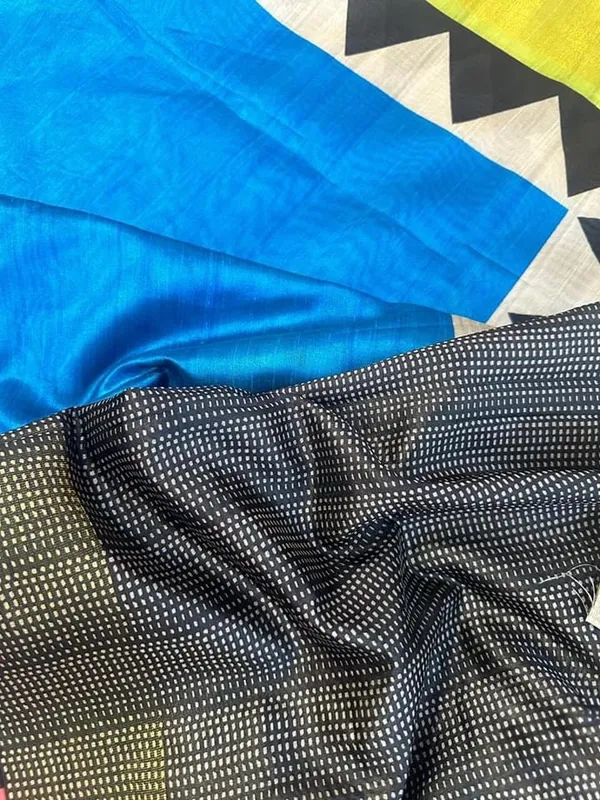 Anjali_Blue_–_Devotional_Navratri_Special_|_Soft_Tussar_Silk_Saree_with_Print,_Border_&_Contrast_Print_Blouse_with_Tassels