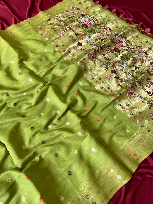 Gowri_Green_–_Divine_Wedding_Special_|_Premium_Soft_Muga_Cotton_Paithani_Saree_with_Colourful_3D_Woven_Elephant_Design_Pallu