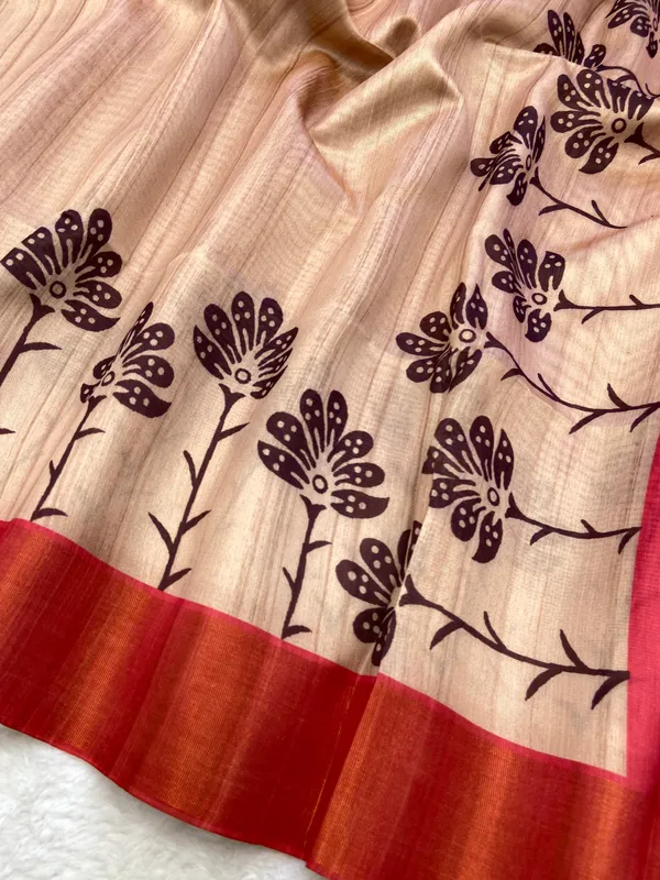 Ziana_Pink_–_Navratri_Special_|_Soft_Tussar_Silk_Saree_with_Print,_Border_&_Contrast_Print_Blouse_with_Tassels