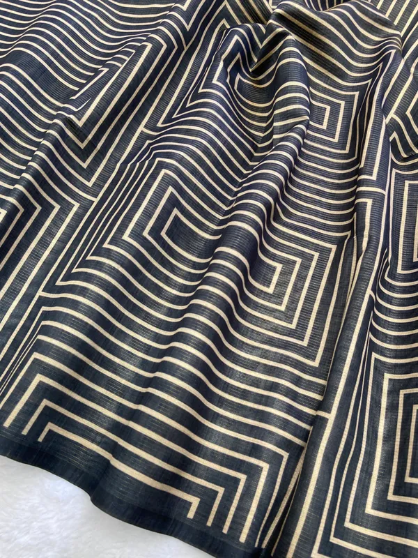 Amala_Black_–_Pure_Aesthetic_Edit_for_You_|_Soft_Tussar_Silk_Saree_with_Digital_Print,_Zari_Line_Saree_&_Digital_Print_Blouse_with_Tassels