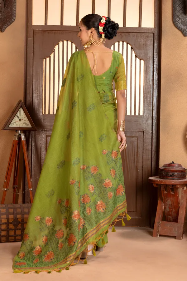 Grisha_Green_–_Floral_Pallu_Wedding_Special_|_Premium_Soft_Muga_Cotton_Saree_with_Colourful_Resham_Weaving_Flower_Design_Pallu