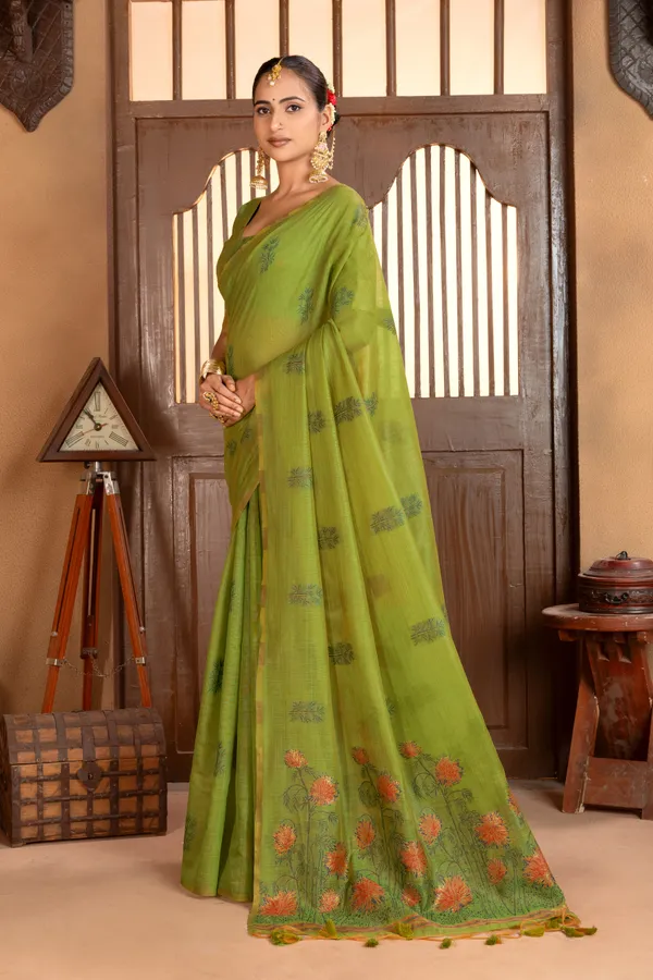 Grisha_Green_–_Floral_Pallu_Wedding_Special_|_Premium_Soft_Muga_Cotton_Saree_with_Colourful_Resham_Weaving_Flower_Design_Pallu