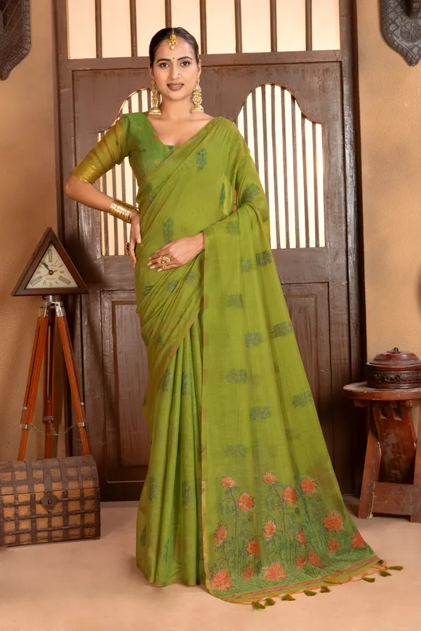 Grisha_Green_–_Floral_Pallu_Wedding_Special_|_Premium_Soft_Muga_Cotton_Saree_with_Colourful_Resham_Weaving_Flower_Design_Pallu
