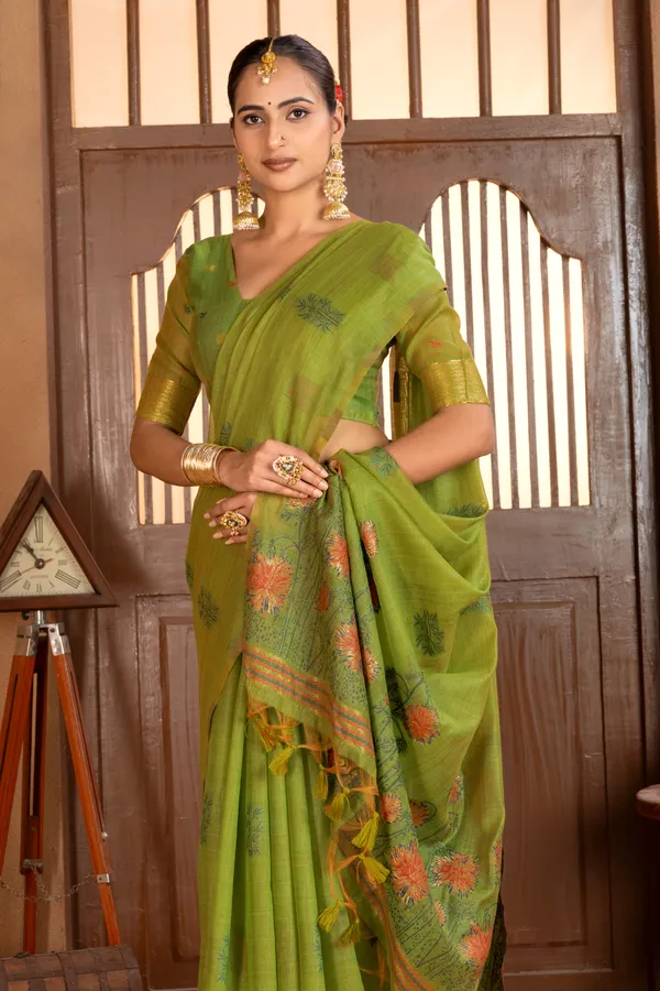 Grisha_Green_–_Floral_Pallu_Wedding_Special_|_Premium_Soft_Muga_Cotton_Saree_with_Colourful_Resham_Weaving_Flower_Design_Pallu