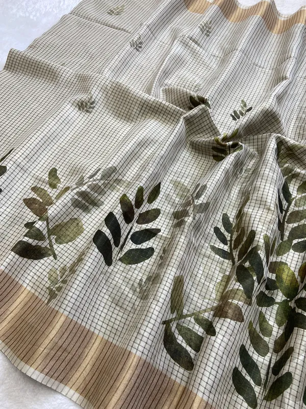 Devanshi_Green_–_Divine_Aesthetic_Edit_for_You_|_Soft_Tussar_Silk_Saree_with_Digital_Print,_Checks_Design_Saree_&_Digital_Print_Blouse_with_Tassels