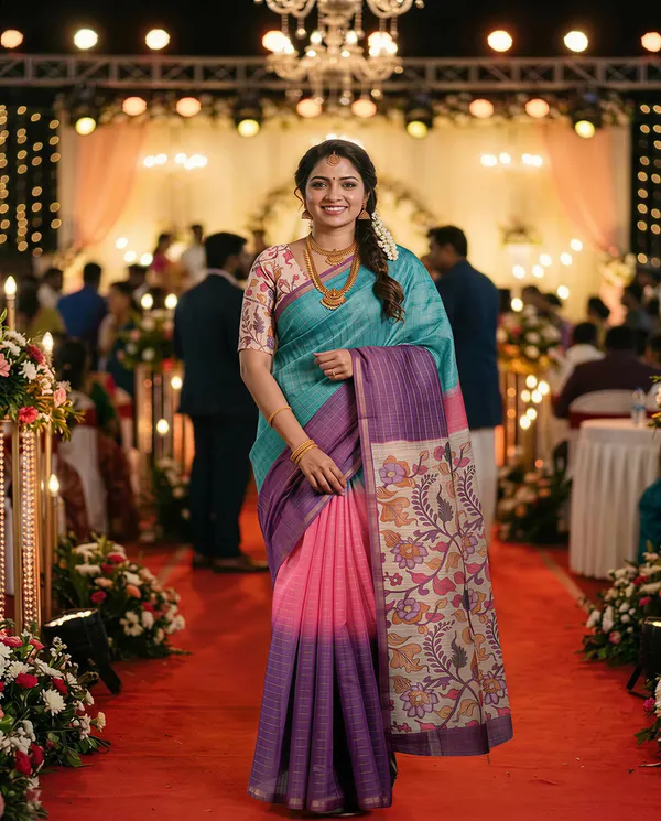 Nabia_Purple_No.6_–_Navratri_Special_|_Soft_Semi_Tussar_Silk_Saree_with_Digital_Print,_Border_&_Contrast_Print_Blouse_with_Tassels