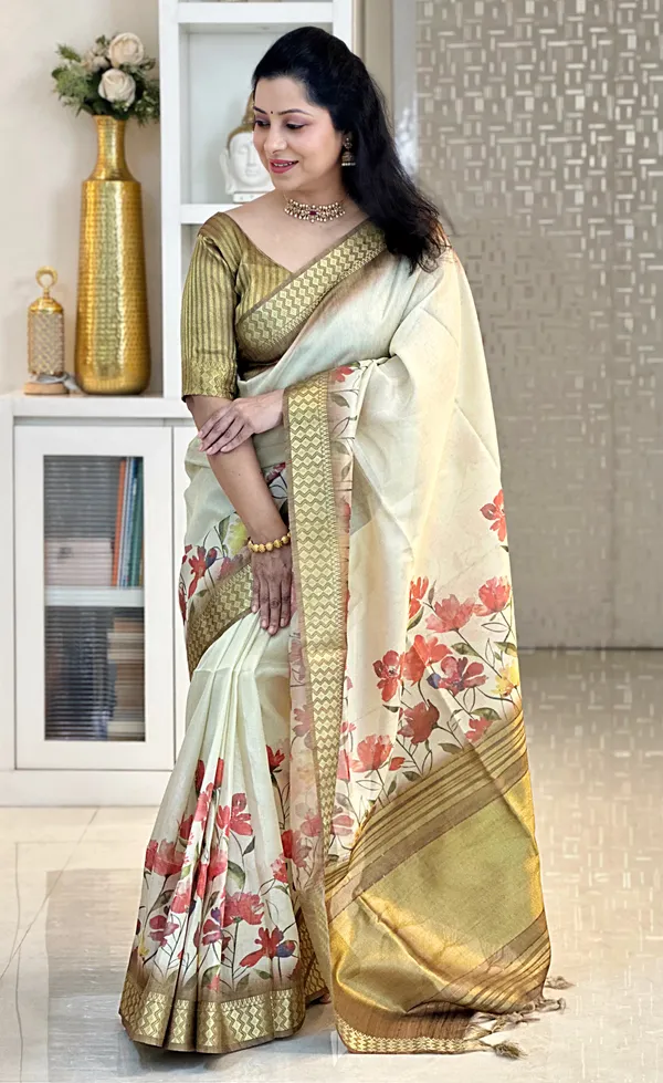 Anvika_Coffee_Brown_–_Diwali_Special_|_Soft_Tissue_Silk_Saree_with_Digital_Print,_Border_&_Rich_Pallu,_Sequence_&_Contrast_Print_Blouse_with_Tassels
