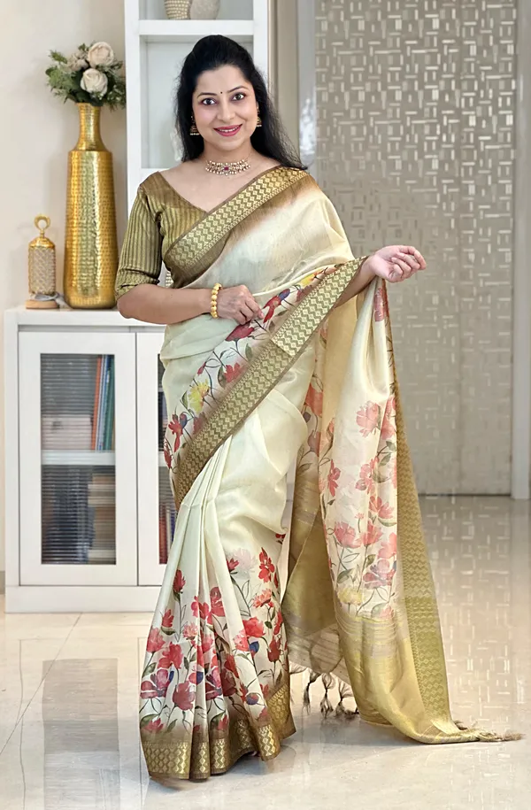 Anvika_Coffee_Brown_–_Diwali_Special_|_Soft_Tissue_Silk_Saree_with_Digital_Print,_Border_&_Rich_Pallu,_Sequence_&_Contrast_Print_Blouse_with_Tassels
