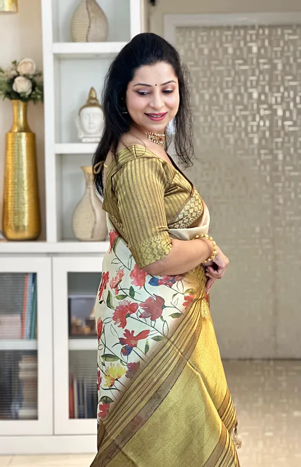 Anvika_Coffee_Brown_–_Diwali_Special_|_Soft_Tissue_Silk_Saree_with_Digital_Print,_Border_&_Rich_Pallu,_Sequence_&_Contrast_Print_Blouse_with_Tassels