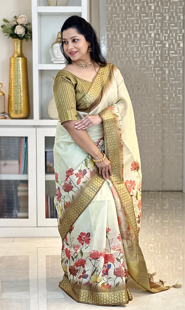Anvika_Coffee_Brown_–_Diwali_Special_|_Soft_Tissue_Silk_Saree_with_Digital_Print,_Border_&_Rich_Pallu,_Sequence_&_Contrast_Print_Blouse_with_Tassels