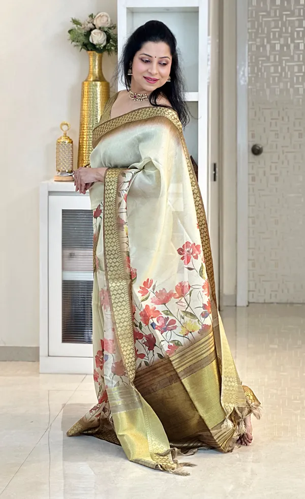 Anvika_Coffee_Brown_–_Diwali_Special_|_Soft_Tissue_Silk_Saree_with_Digital_Print,_Border_&_Rich_Pallu,_Sequence_&_Contrast_Print_Blouse_with_Tassels