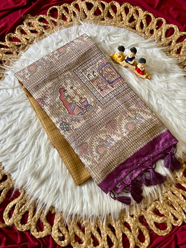 Bella_Yellow_–_Beautiful_Aesthetic_Edit_for_You_|_Soft_Tussar_Silk_Saree_with_Digital_Print,_Checks_Design_Saree_&_Digital_Print_Blouse_with_Tassels