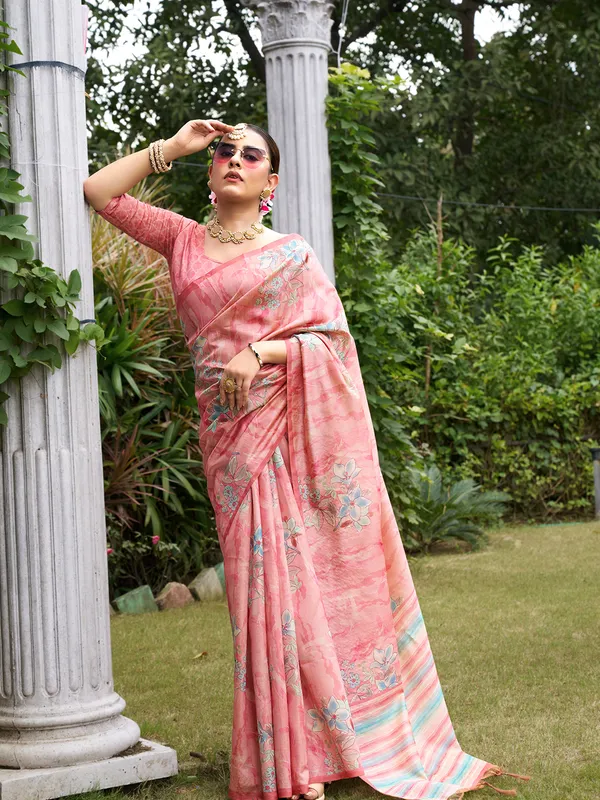 Nagma_Peach_–_Melodic_Aesthetic_Edit_for_You_|_Soft_Tussar_Silk_Saree_with_Digital_Print,_Zari_Line_Saree_&_Digital_Print_Blouse_with_Tassels
