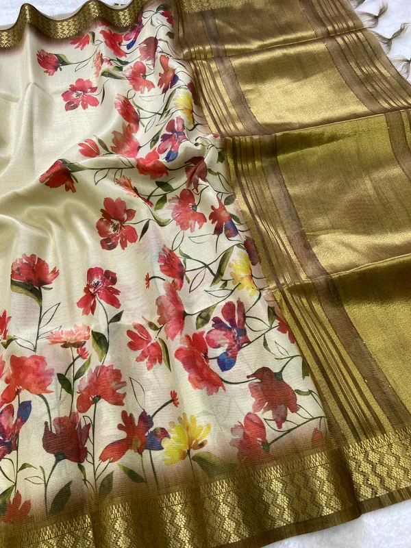 Anvika_Coffee_Brown_–_Diwali_Special_|_Soft_Tissue_Silk_Saree_with_Digital_Print,_Border_&_Rich_Pallu,_Sequence_&_Contrast_Print_Blouse_with_Tassels