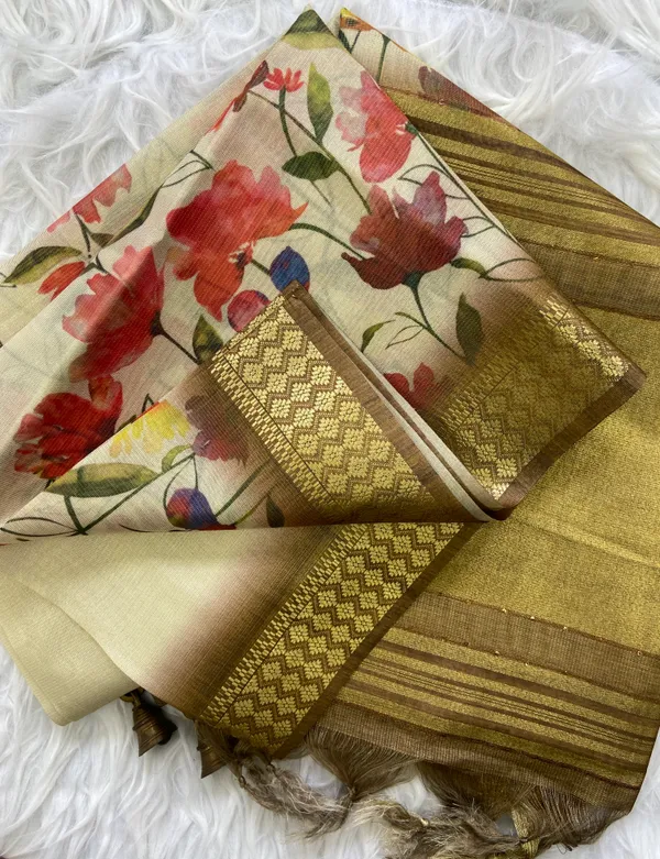 Anvika_Coffee_Brown_–_Diwali_Special_|_Soft_Tissue_Silk_Saree_with_Digital_Print,_Border_&_Rich_Pallu,_Sequence_&_Contrast_Print_Blouse_with_Tassels
