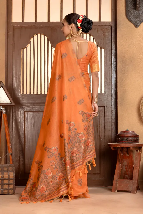 Grisha_Orange_–_Floral_Pallu_Wedding_Special_|_Premium_Soft_Muga_Cotton_Saree_with_Colourful_Resham_Weaving_Flower_Design_Pallu