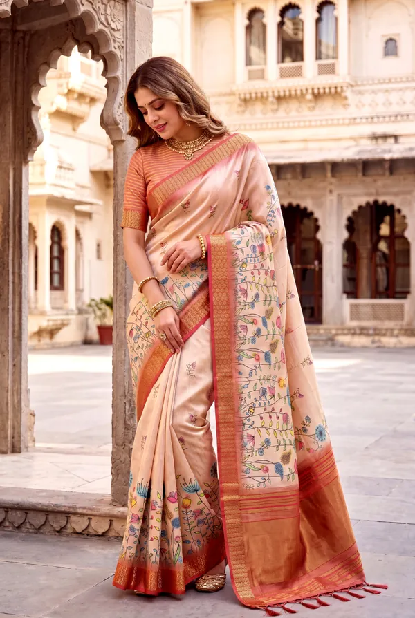 Aarohi_2_Orange_–_Rising_Diwali_Special_|_Soft_Tissue_Silk_Saree_with_Digital_Print,_Border_&_Rich_Pallu,_Sequence_&_Contrast_Print_Blouse