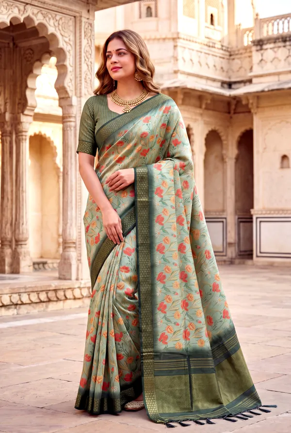 Mini_2_Rama_Green_–_Diwali_Special_|_Soft_Tissue_Silk_Saree_with_Digital_Print,_Border_&_Rich_Pallu,_Sequence_&_Contrast_Print_Blouse_with_Tassels