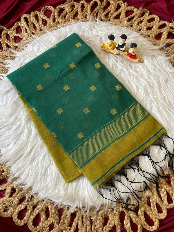 Jasleen_Rama_Green_&_Mehendi_Green_–_Wedding_Special_|_Original_Maheswari_Cotton_Silk_Saree_with_Kanchipuram_Rich_Gold-Toned_Woven_Butti_Zari_Work