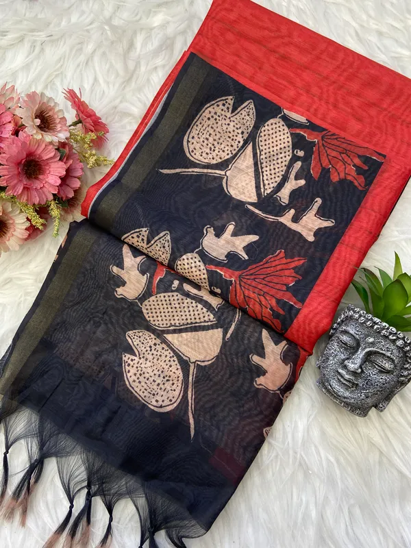 Soft_Chanderi_cotton_sarees_with_Beautiful_Digital_Print_With_Attractive_Zari_Line_Saree_And_Digital_Print_Blouse_With_Tassels