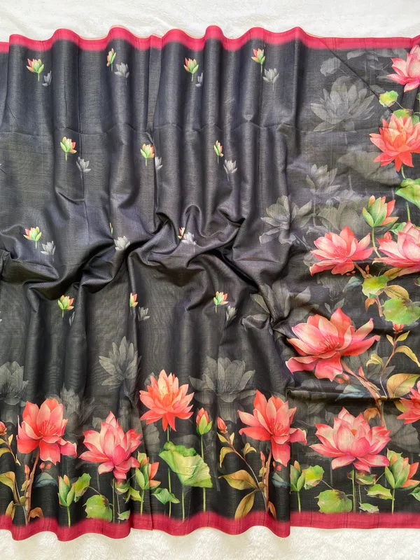 Abha_Black_–_Radiant_Aesthetic_Edit_for_You_|_Soft_Tussar_Silk_Saree_with_Digital_Print,_Zari_Line_Saree_&_Digital_Print_Blouse_with_Tassels