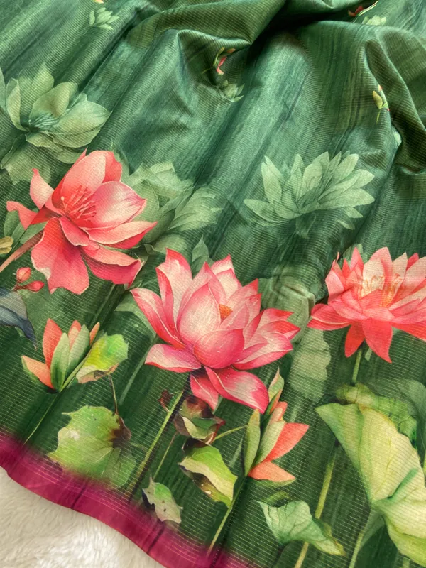 Abha_Green_–_Radiant_Navratri_Special_|_Soft_Tussar_Silk_Saree_with_Digital_Print,_Zari_Line_Saree_&_Digital_Print_Blouse_with_Tassels