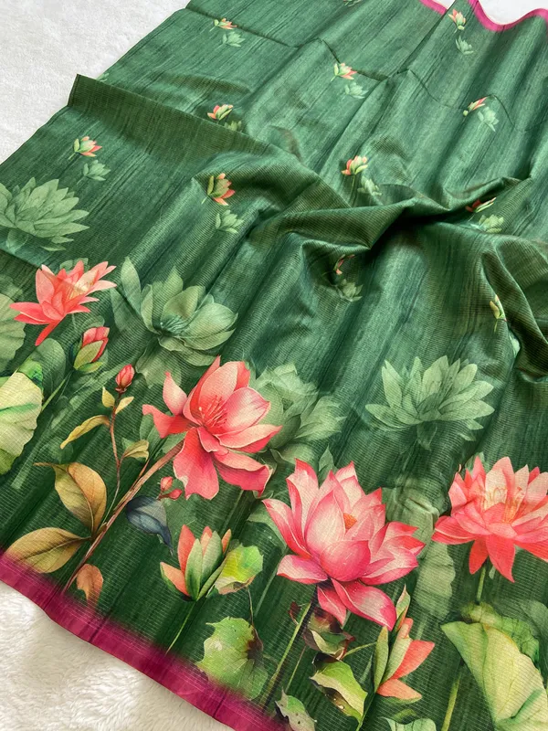 Abha_Green_–_Radiant_Navratri_Special_|_Soft_Tussar_Silk_Saree_with_Digital_Print,_Zari_Line_Saree_&_Digital_Print_Blouse_with_Tassels