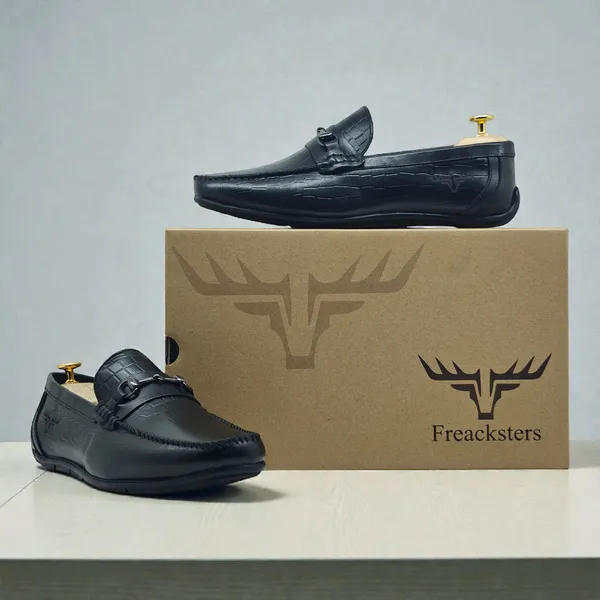 Freacksters_Black_Croco-Pattern_Leather_Slip-On_Loafers_–_Sophisticated_Elegance