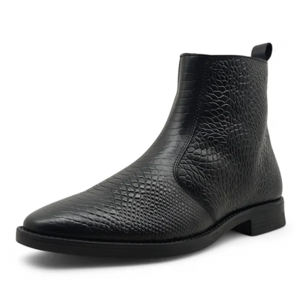 Freacksters_Black_Croco-Embossed_Leather_Chelsea_Boots_with_Side_Zip