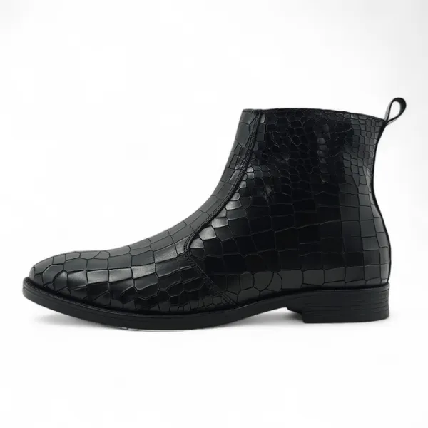 Freacksters_Men's_Black_Croco_Pattern_Leather_Chelsea_Boots_with_Side_Zip