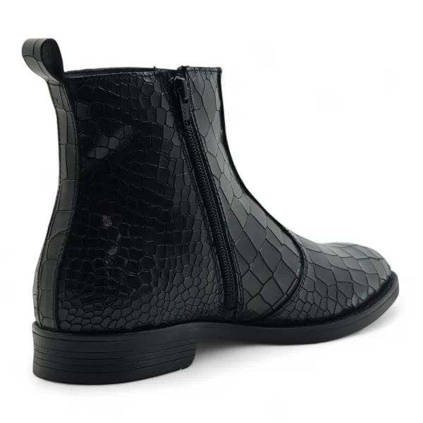Freacksters_Men's_Black_Croco_Pattern_Leather_Chelsea_Boots_with_Side_Zip