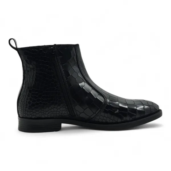 Freacksters_Men's_Black_Croco_Pattern_Leather_Chelsea_Boots_with_Side_Zip
