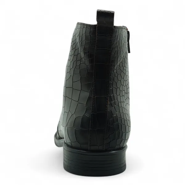 Freacksters_Men's_Brown_Croco_Pattern_Leather_Chelsea_Boots_with_Side_Zip