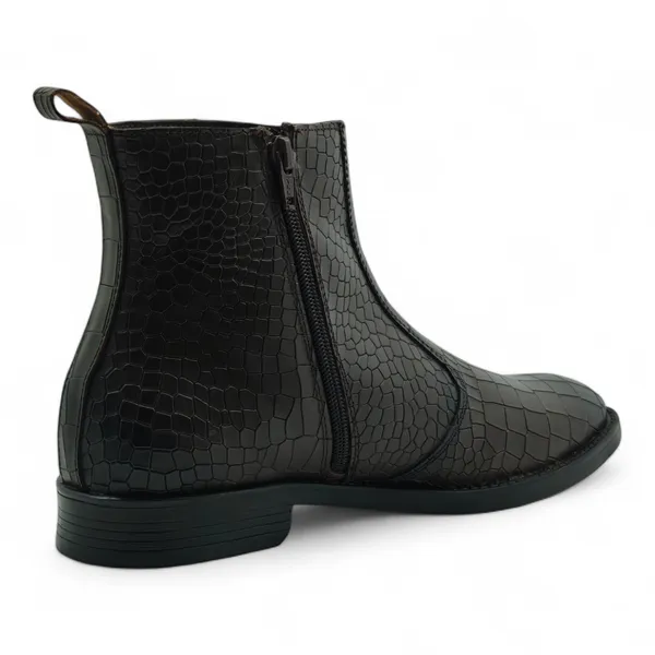 Freacksters_Men's_Brown_Croco_Pattern_Leather_Chelsea_Boots_with_Side_Zip