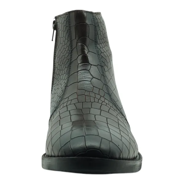 Freacksters_Men's_Brown_Croco_Pattern_Leather_Chelsea_Boots_with_Side_Zip