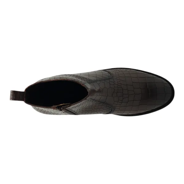 Freacksters_Men's_Brown_Croco_Pattern_Leather_Chelsea_Boots_with_Side_Zip