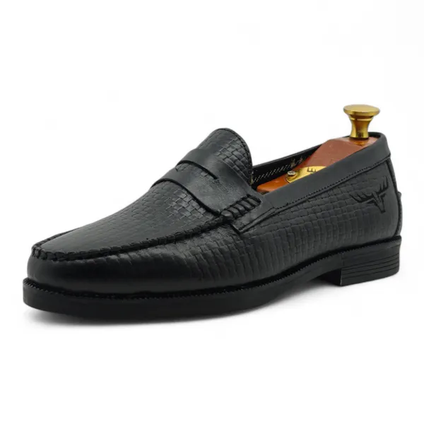 Freacksters_Men's_Black_Leather_Slip-On_Formal_Loafers