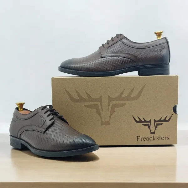 Freacksters_Premium_Brown_Textured_Derby_Shoes_–_Timeless_Sophistication