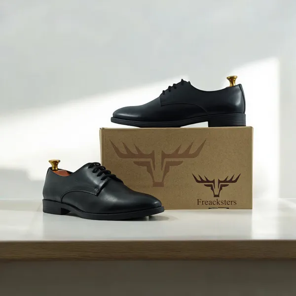 Freacksters Freacksters Men s Black Genuine Leather Formal Lace Up Derby Shoes Price in India Buy Freacksters Freacksters Men s Black Genuine