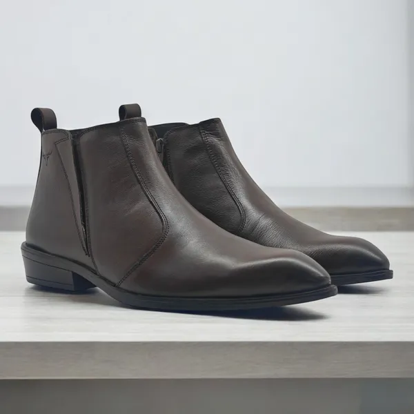 Freacksters_Elite_Brown_Chelsea_Boots_with_Side_Zipper_&_Cubic_Heel