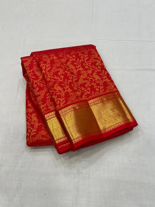 Dalliance_Red_Soft_Banarasi_Silk_Saree_With_Panoply_Blouse_Piece