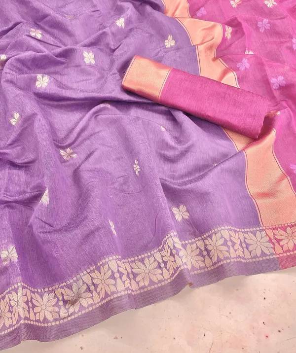 Flamboyant_Lavender_Pink_Cotton_Silk_Saree_With_Staring_Blouse_Piece