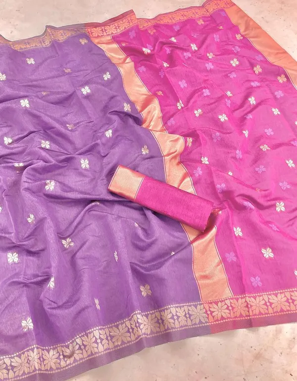 Flamboyant_Lavender_Pink_Cotton_Silk_Saree_With_Staring_Blouse_Piece