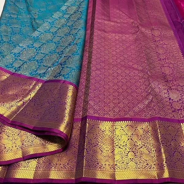 Most_Stunning_Rama_Soft_Silk_Saree_With_Opulent_Blouse_Piece