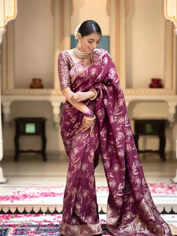 Preferable_Wine_Soft_Silk_Saree_With_Ethnic_Blouse_Piece
