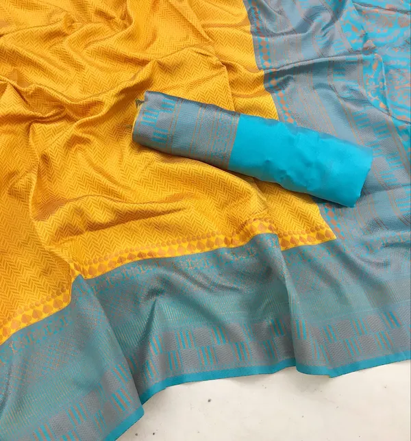 Pretty_Yellow_Soft_Silk_Saree_With_Extraordinary_Blouse_Piece