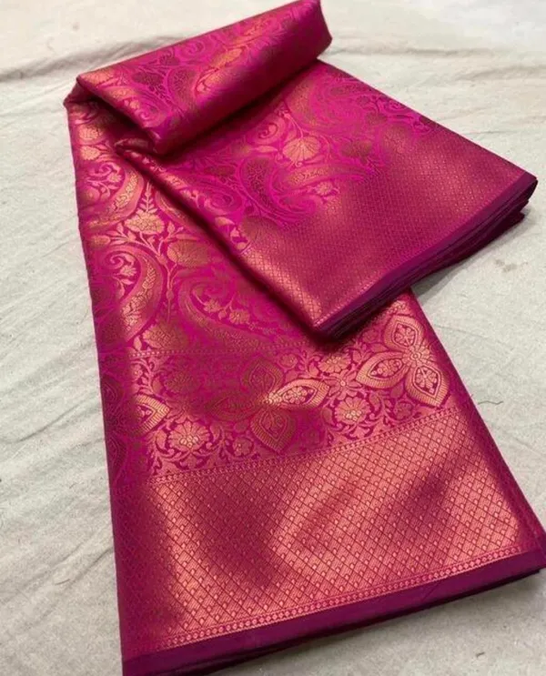 Stylish_Pink_Soft_Silk_Saree_With_Unique_Pink_Blouse_Piece