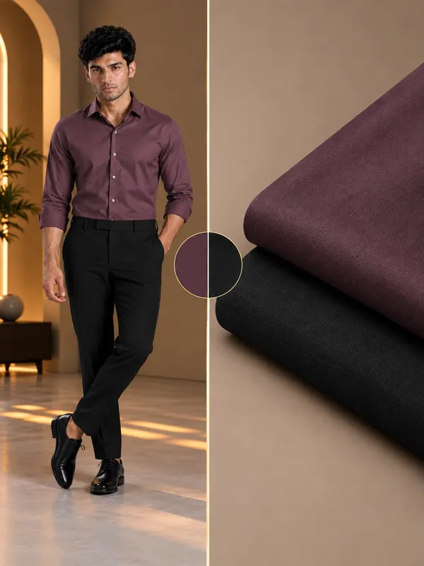 Dark_Onion_And_Black_Plain_Heavy_Fabric_Shirt_&_Pant_Fabric