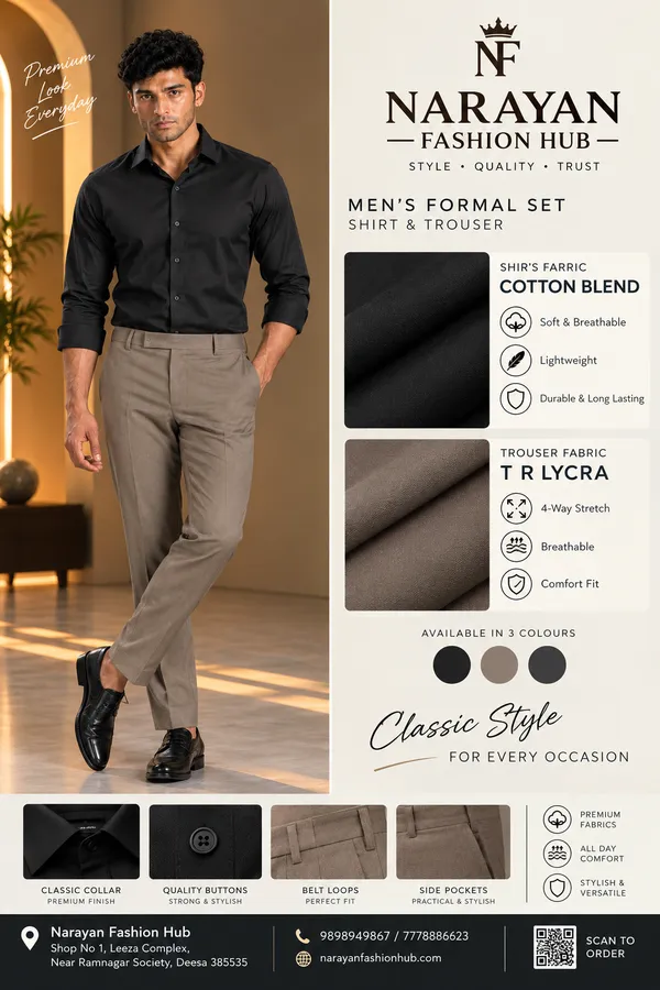 Jet_Black_Shirt_and_Muted_Khaki_Pant_Fabric_