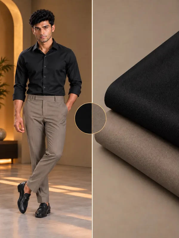 Jet_Black_Shirt_and_Muted_Khaki_Pant_Fabric_